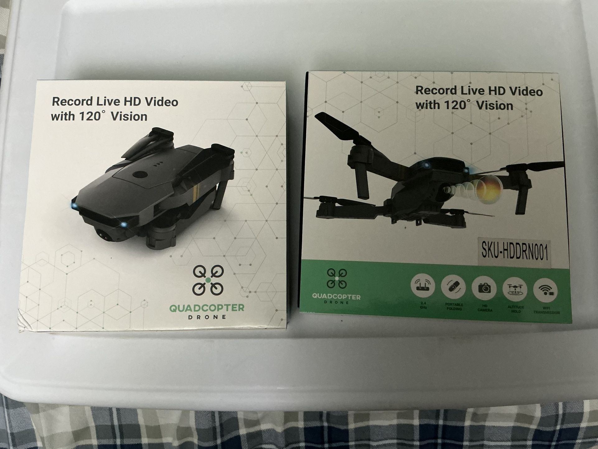 Quadcopter Drone HDDRN001 - foldable , Portable NIB 2ea
