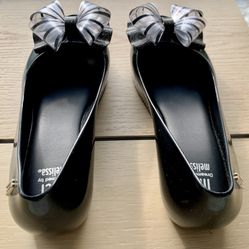 Mini Melissa Ultragirl Sweet Bow Black with Striped Bow Girl Shoes (Size US 1 / EU 32 / BR 30)