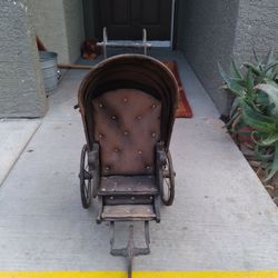 1800 Antique Leather Baby Doll Carriage