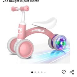 Colorful Lighting Baby Balance Bike Toys for 1 Year Old Girl Gifts, 10-36 Month Toddler Balance Bike, No Pedal 4 Silence Wheels & Soft Seat Pre-School