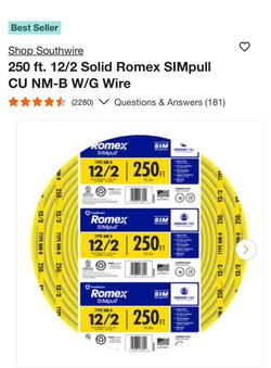 Southwire Romex SIMpull 12/2 NM-B Wire 250 ft