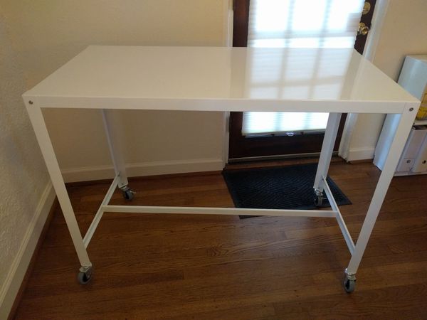 Cb2 White Standing Desk Rolling Cart For Sale In Houston Tx Offerup