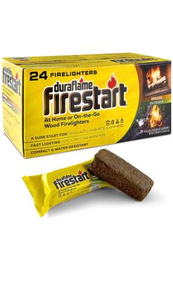 Fire Starter for Indoor and Outdoor Use - Quick Ignition Logs for BBQ, Fireplace, Fire Pit and Campfires (24 Pack) - Starters for Campfires