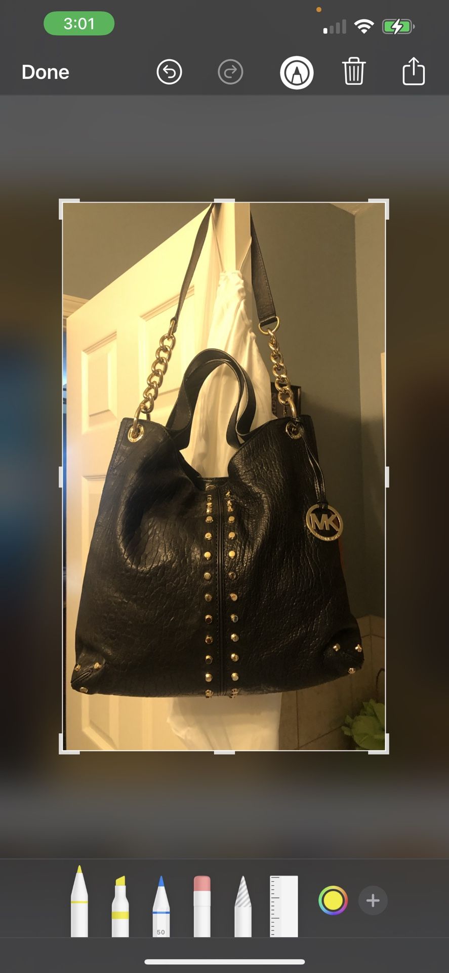 Michael Kors Uptown Astor Large Black Leather Shoulder Bag (authentic)