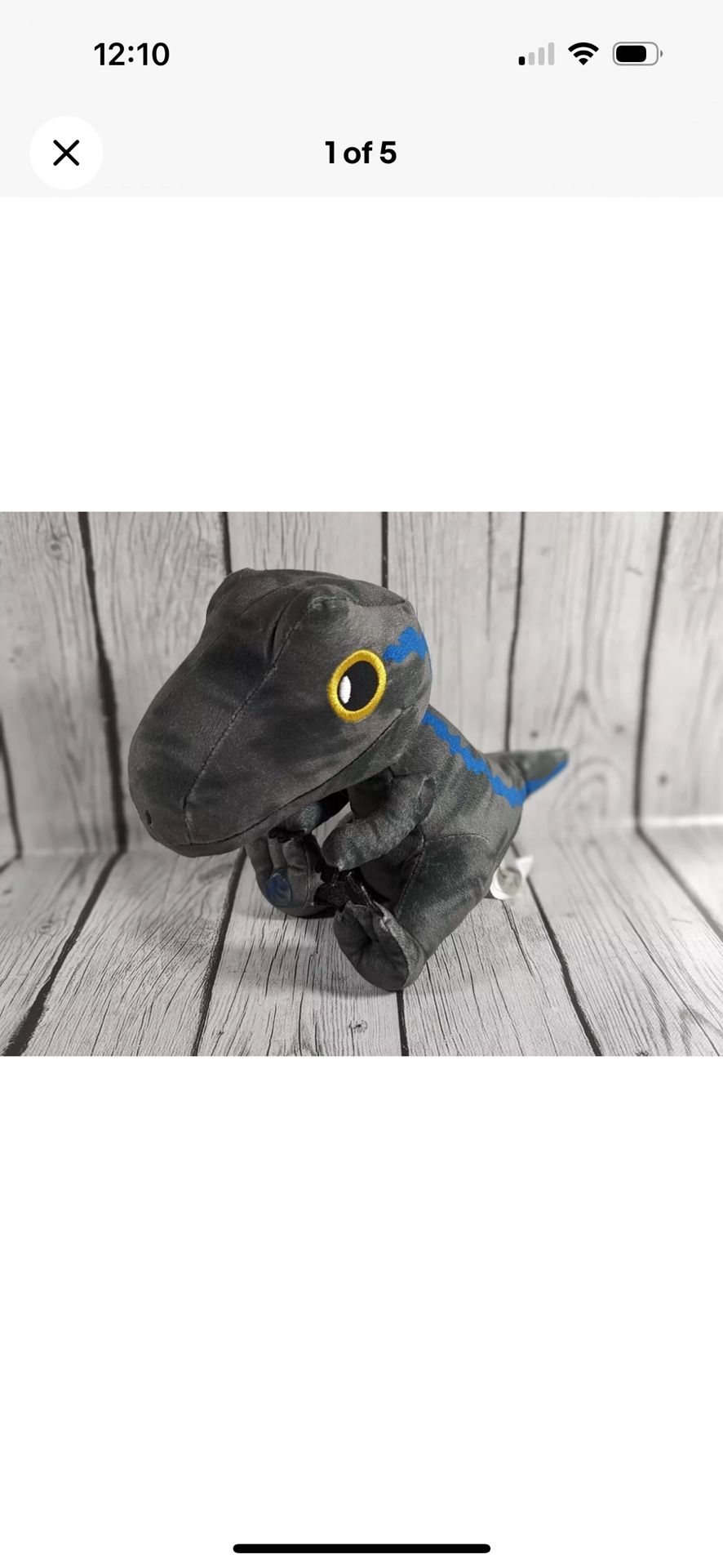 Jurassic World Baby Blue Velociraptor Dinosaur Plush Stuffed Animal Plushie