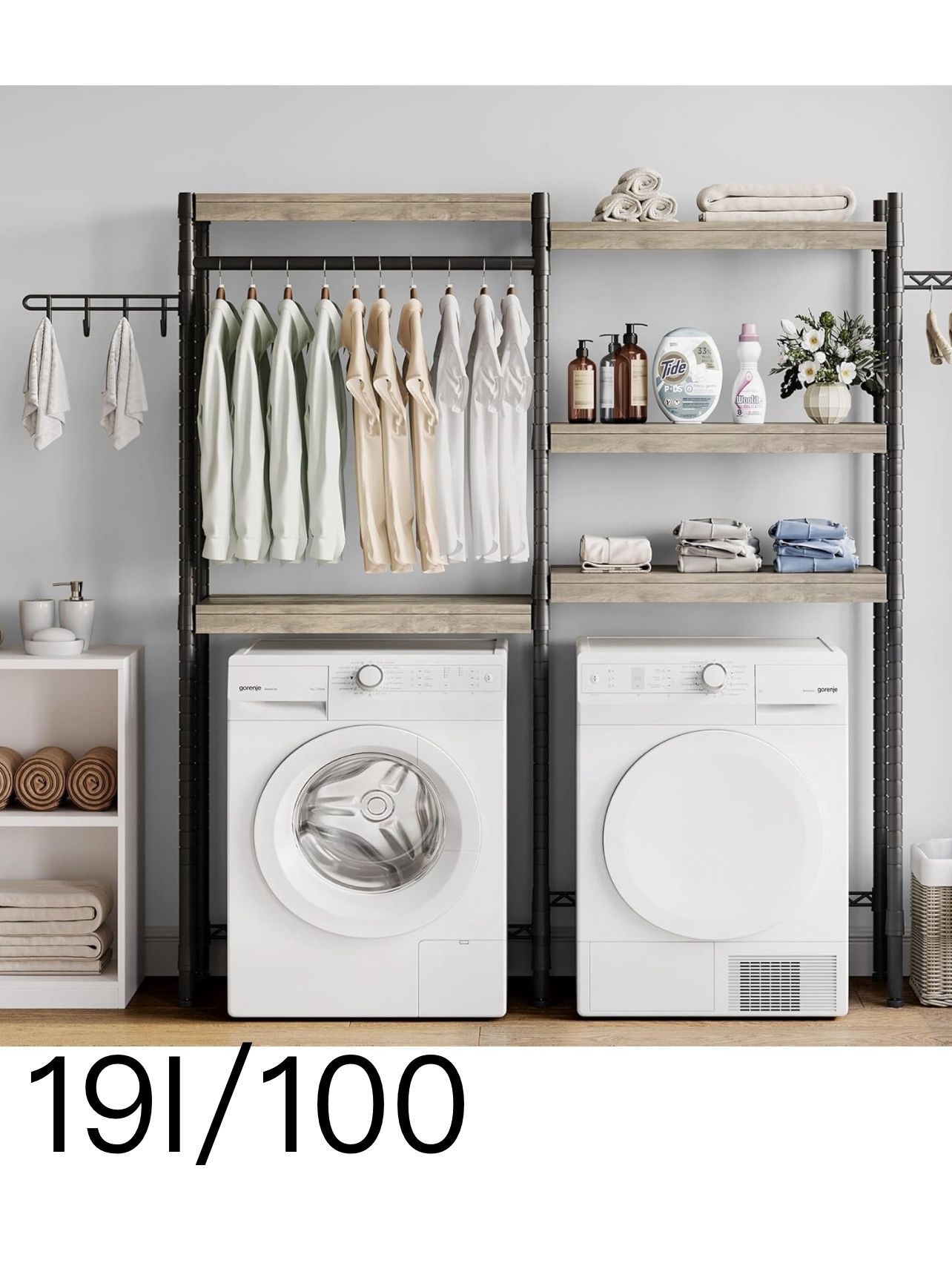 🔥Over The Washer and Dryer Storage Shelf- Laundry Room Organization Space Saving Laundry Drying Clothes Racks Heavy Duty Adjustable Height Bathroom S