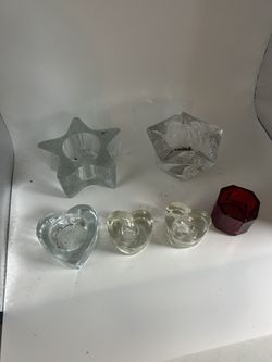 Lot 6 candle holders one slight chipped see all pics