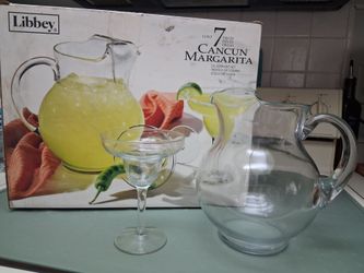 MARGARITA PITCHER & 10 GLASSES CANCUN SET BY LIBBEY