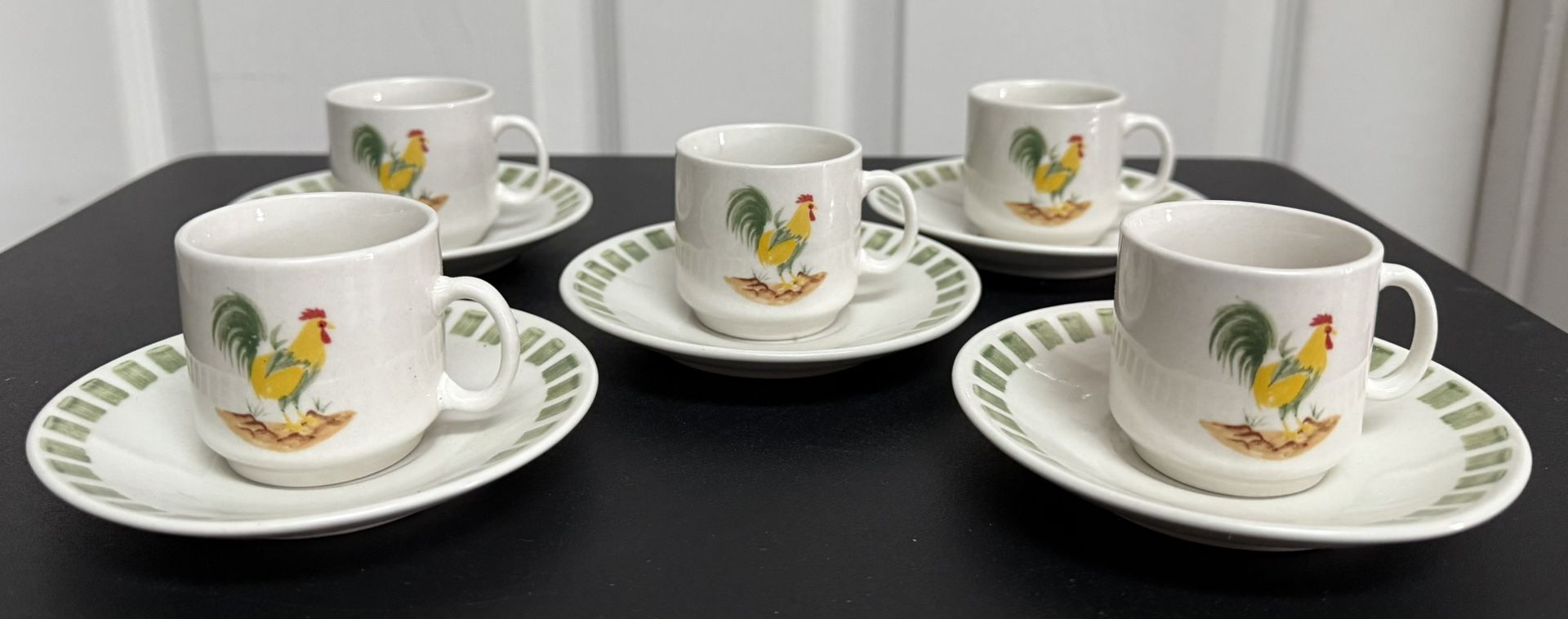 New Set Of 5 Rooster Theme Coffee Cup And Plate Set Just $5