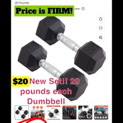 New Dumbbell Set 20 Pound Each 