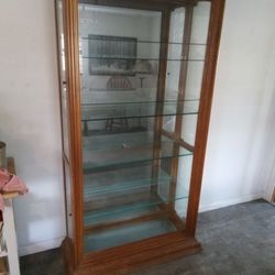 Oak China Cabinet With Lites