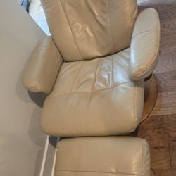 Leather Pleather Recliner with Ottoman