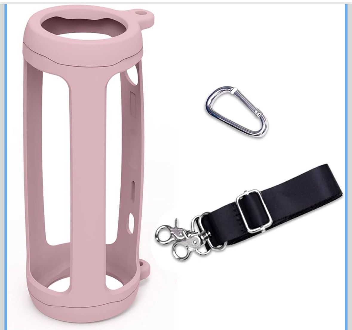 LTGEM Silicone Protective Case for JBL Flip 6 Portable Bluetooth Speaker with Extra Carabiner and Strap- Pink (Case Only) 2pc