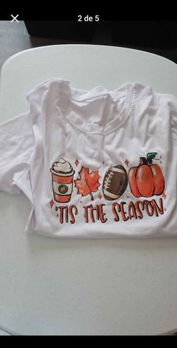 Women's Pumpkin Spice Latte Coffee T-Shirt for Fall and Thanksgiving, Pumpkin Graphic. White color. Size M. New. Camiseta para mujer. 
Manga corta. Cu