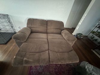 Brown Fabric Recliner Loveseat and 3 seater couch