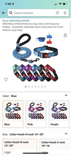 Reflective Dog Collars With Collapsible Dog Bowl and Bag Dispensers 