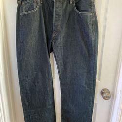 Levi's 501 Original Button Fly Dark Blue Denim Jeans Men's Sz 36x29.5 Good Cond