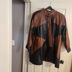 Womens Leather Coat. Size 3X.