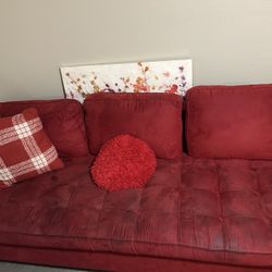 Red Couch And Ottoman $800