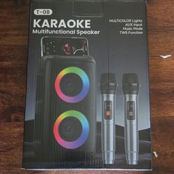 T-08 Karaoke Multifunctional Speaker with 2 Microphones