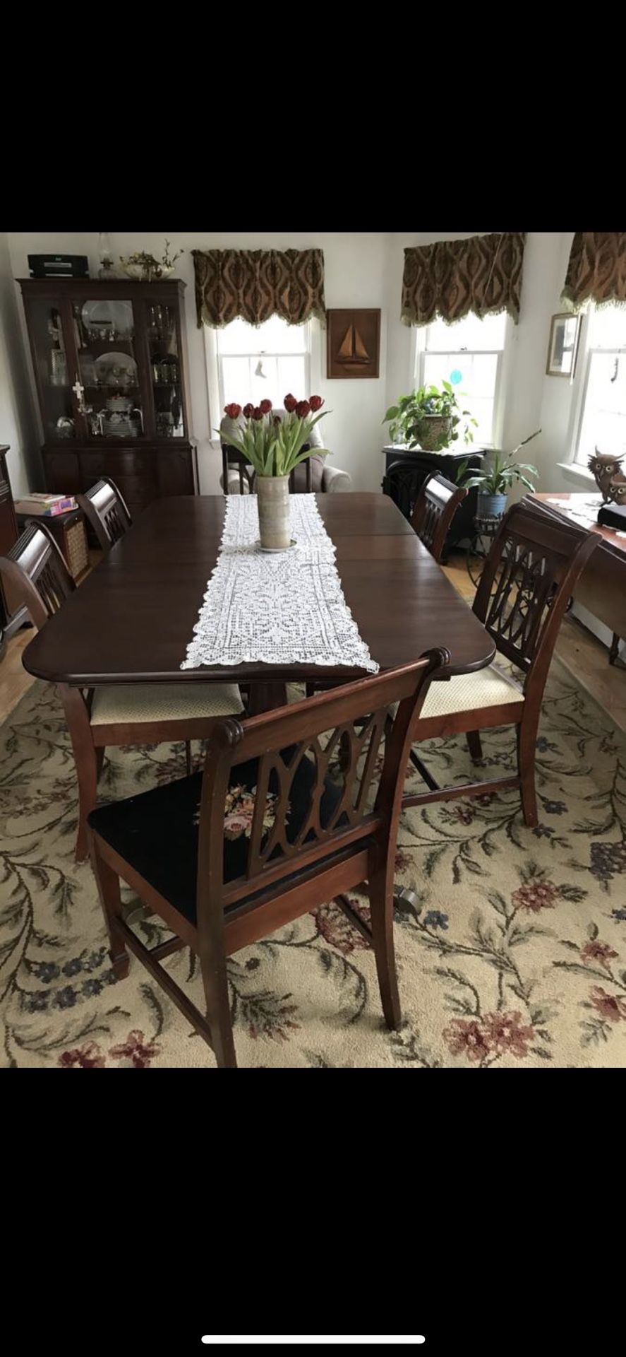Antique mahogany dinning table set & matching buffet