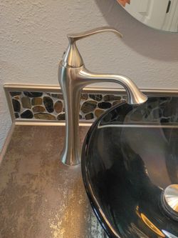 Krause 12.7" Brushed Nickel Faucet (2) And Ceramic Sink (2) Brand New