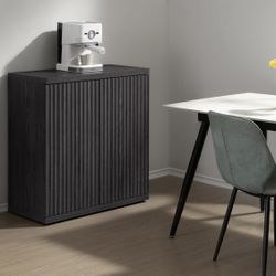 112A1CBKY0772 new assembled Buffet Cabinet with Storage Accent Sideboard Modern Credenza with Doors & Shelves Fluted Media Console Wood Mid Century Co