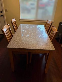 Vintage Genuine Oak & Granite 5pc Dining Set