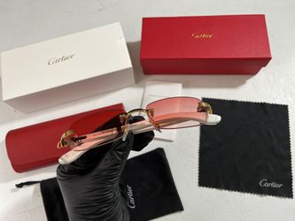 Cartier Glasses Red Lens White Frame 140mm
