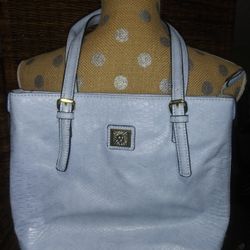 Anne Klein Blue Reptile Textured Purse Faux Leather Double Strap

