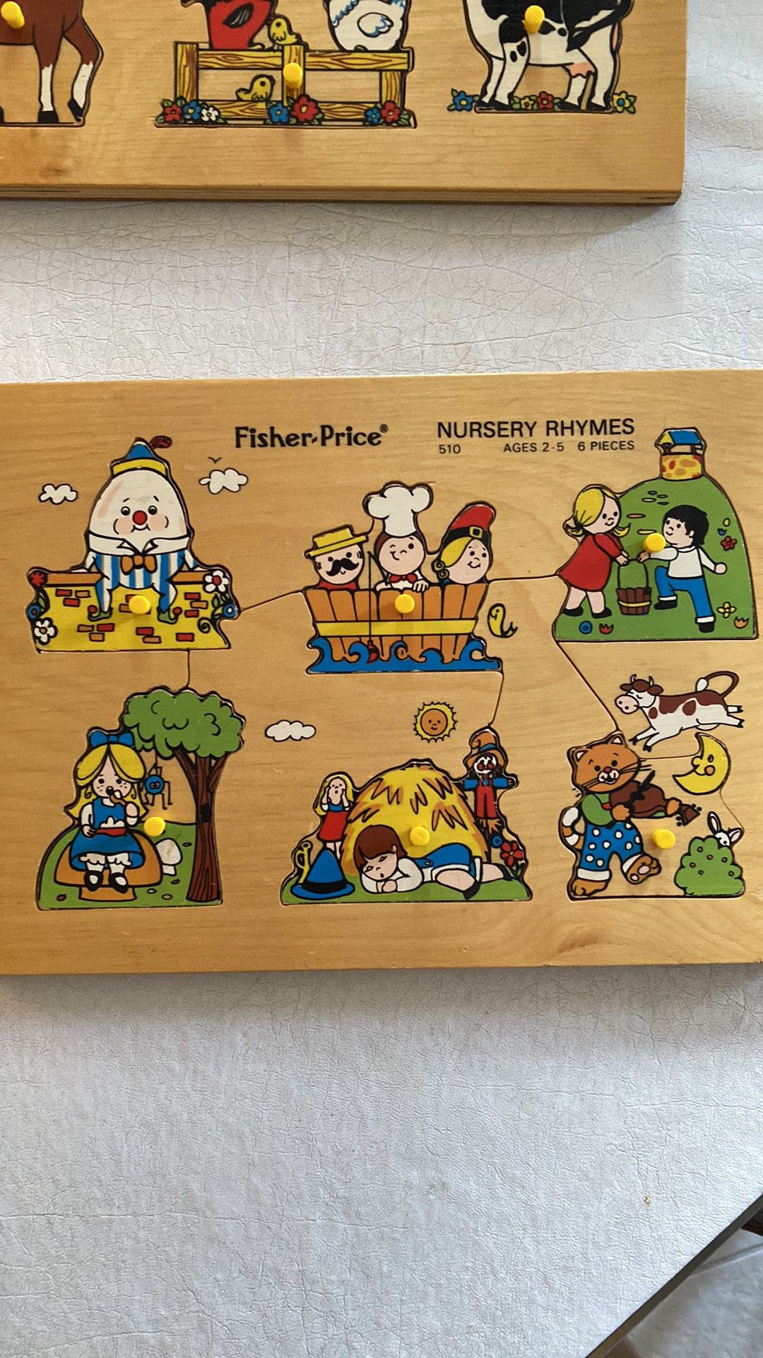 Vintage 1972 Fisher-Price Burger Rhymes Wood Puzzle