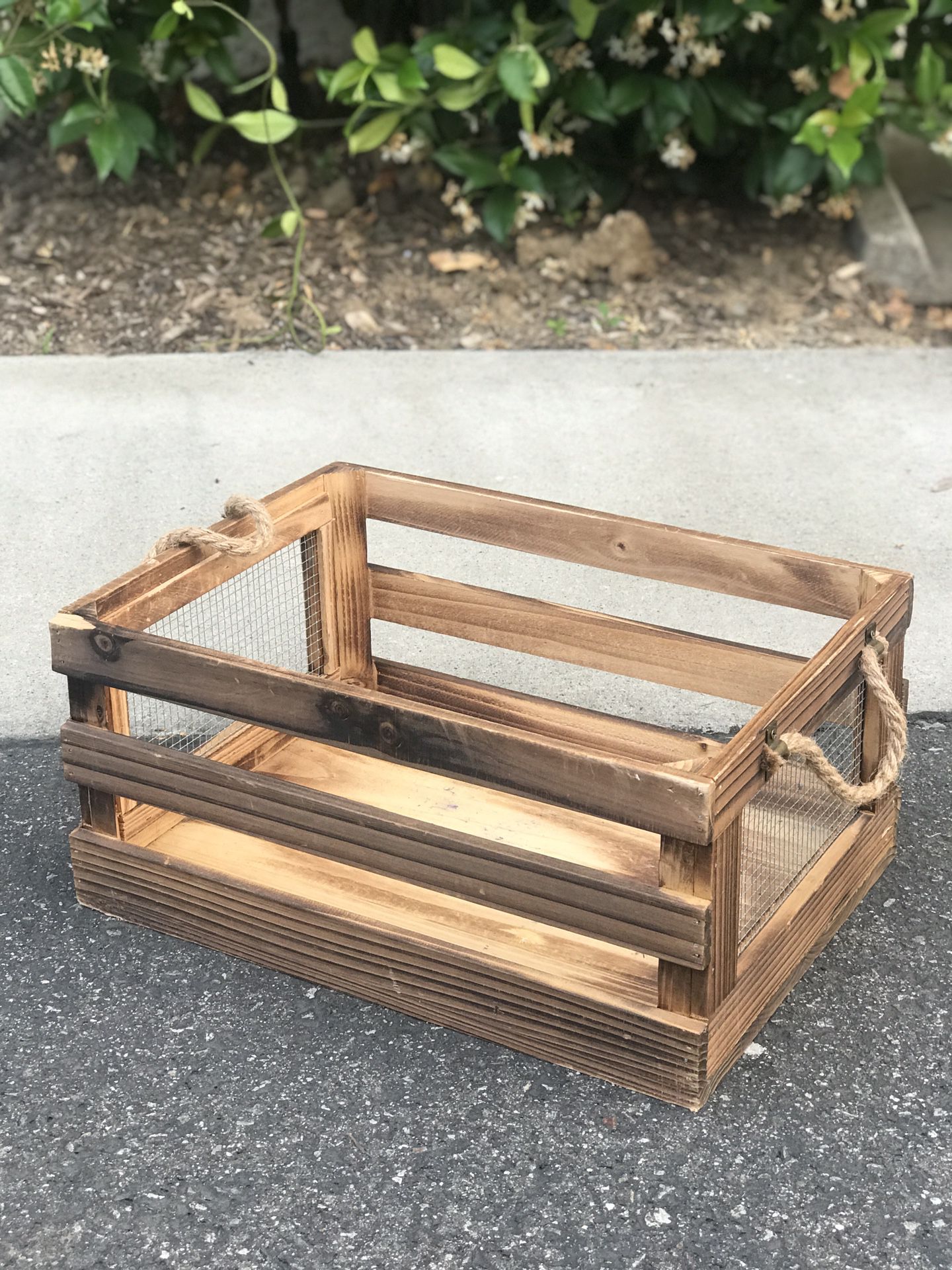 Wood and Wire Storage Crate with Handles