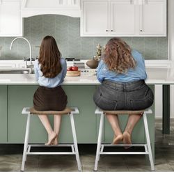 New in box 26'' White Bar Stools Set of 2, Bar Height Counter Stools, Backless Weave Wicker Saddle Stools for Kitchen Island, Rope Rattan Barstools wi