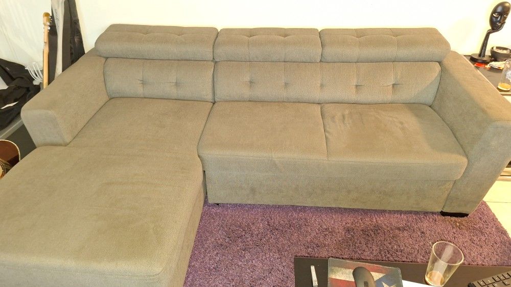 Modern Gray Fabric Sectional Sofa with Storage