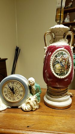 George And Martha lamp & Victorian clock