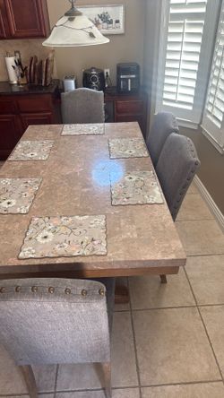 Genuine Marble Dining Table Set with 6 Chairs