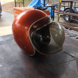 Burnt Orange Motorcycle Helmet W/Face Shield