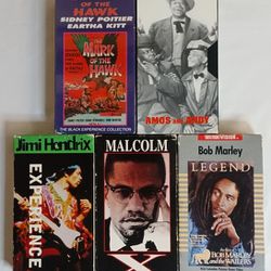 Vintage VHS Tape Lot Of 5 Jimi Hendrix Malcolm X Bob Marley