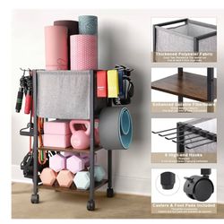 Yoga Mat Storage Rack Home Gym Equipment Workout Equipment Organizer Yoga Mat Holder for Dumbbell,Kettlebell and More Gym Accessories Gym Essentials W