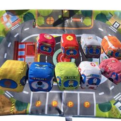 9 Cute Plush Vehicle Cars W/ Carry On Playmat Baby Toddler Preschool Learning Baby Toddler