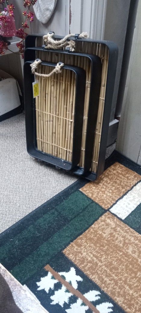 New 3pc Bamboo Serving Trays High Quality Masterpiece Very Detailed