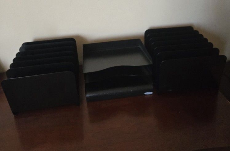 Vintage Metal Office Organizers Shelves/Trays/File