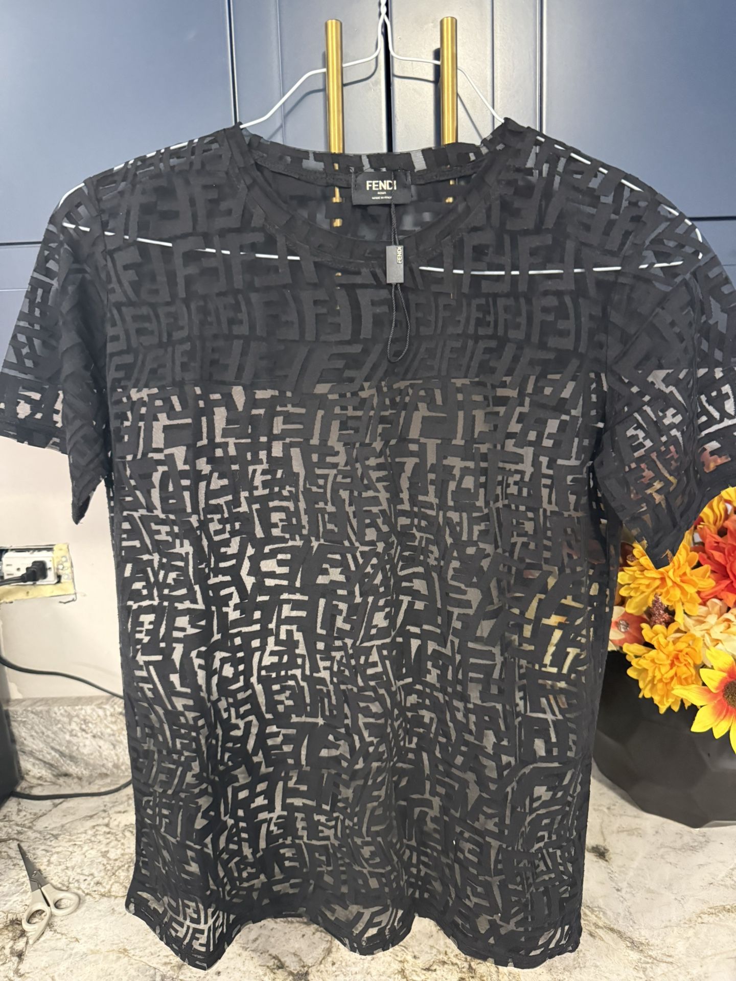 Fendi Black FF Motif T-Shirt size M