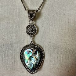 Sterling Silver Abalone Pendant  Necklace