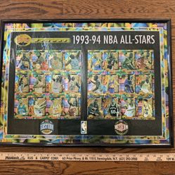 1993-94 Topps Finest Basketball NBA All Star  Commemorative Uncut Sheet In Frame Approximate Size Is 20 X 27