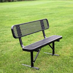 48" Outdoor Commercial Steel Bench w/ Backrest [NEW]  **Assembly Required