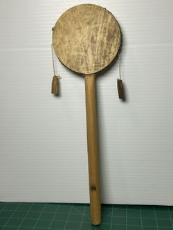 Authentic African Drum Hand Held Musical Instrument Made from Wood & Animal Hide