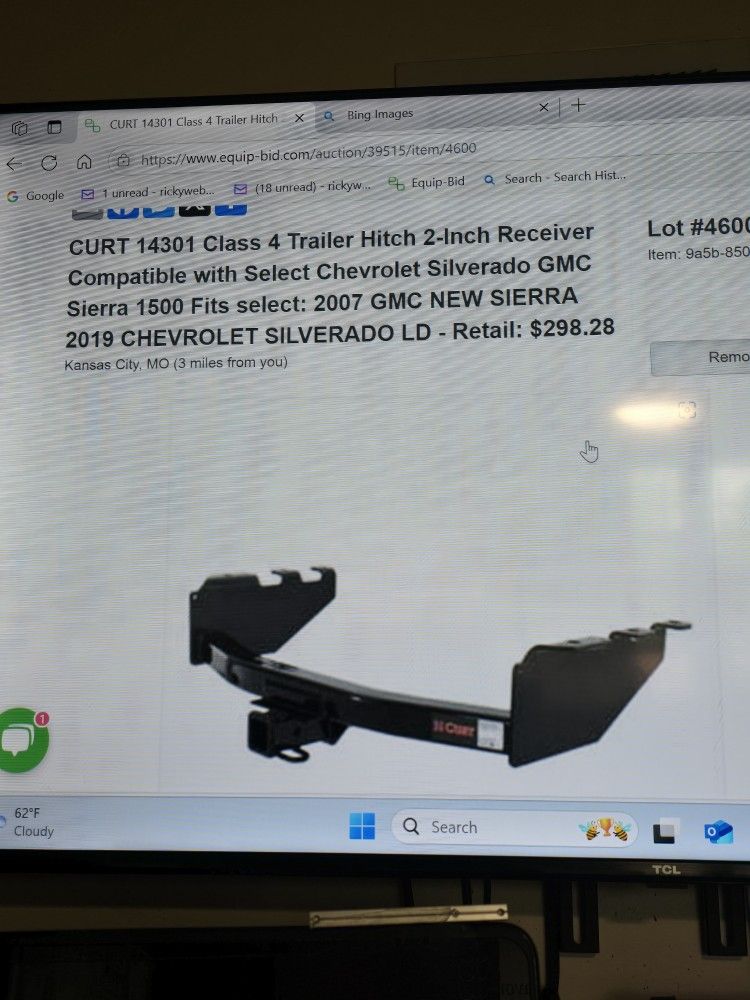 Curt 14301 Class 4 Trailer Hitch 2 - Inch Receiver Fits Select Chevy Silverado / Gmc Sierra 1500 # 406