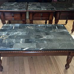 Beautiful Designer Coffee Table And 3 End Tables With Drawers
