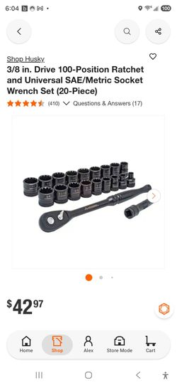3/8 in. Drive 100-Position Ratchet and Universal SAE/Metric Socket Wrench Set (20-Piece)